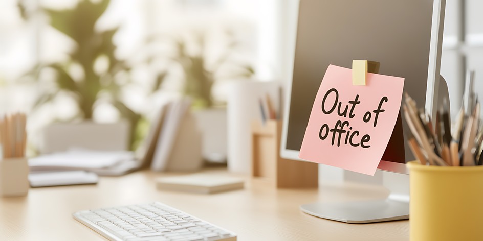 Out of Office Notice on a computer screen.