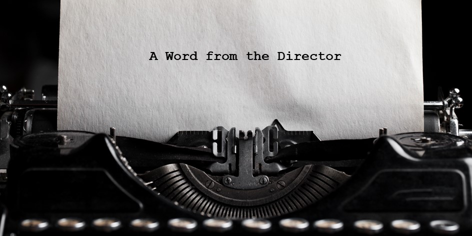 Image for A Word form the Director; paper in typewriter