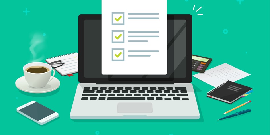 Top Ten List image featuring stylized desktop with computer open to a list.