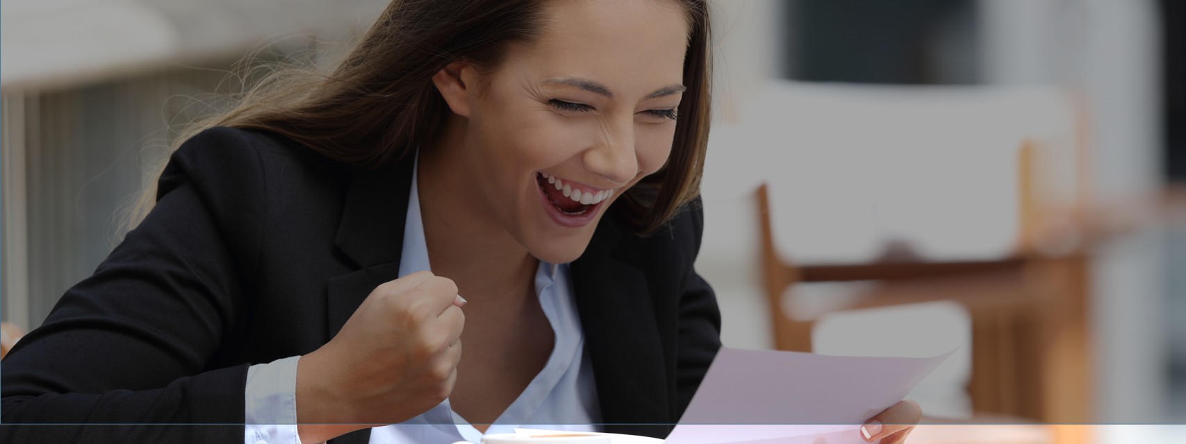 Lady excited about her new job offer letter