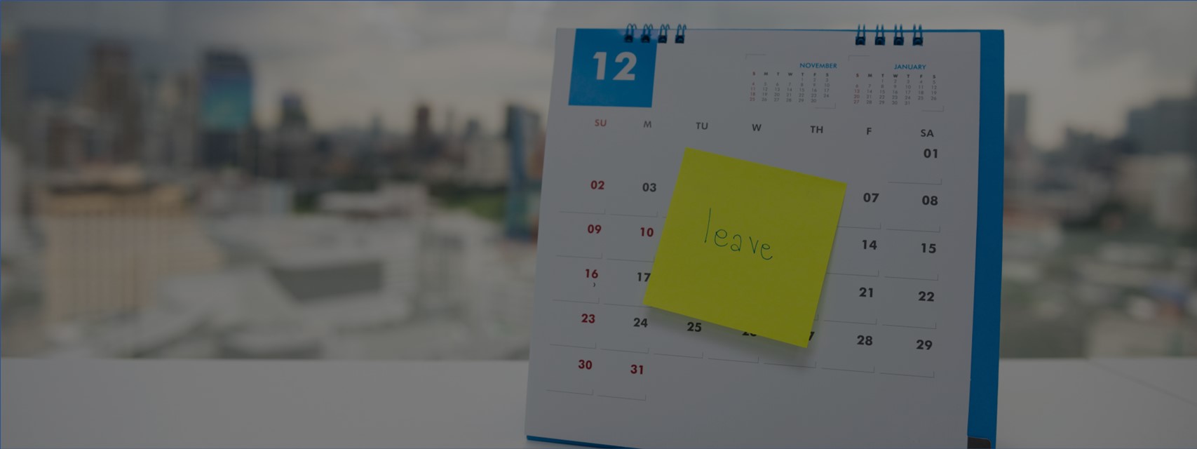 Picture of leave noted on calendar