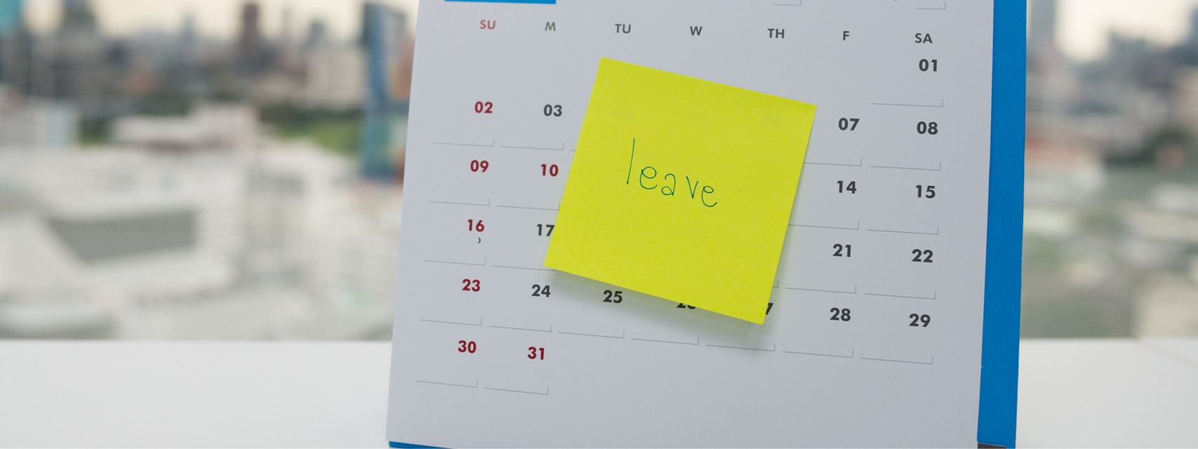 Picture of leave noted on calendar