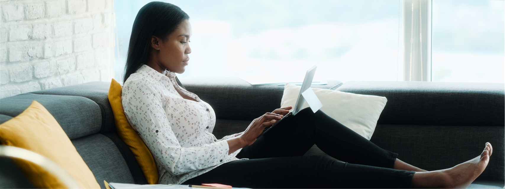 woman working on laptop computer from home