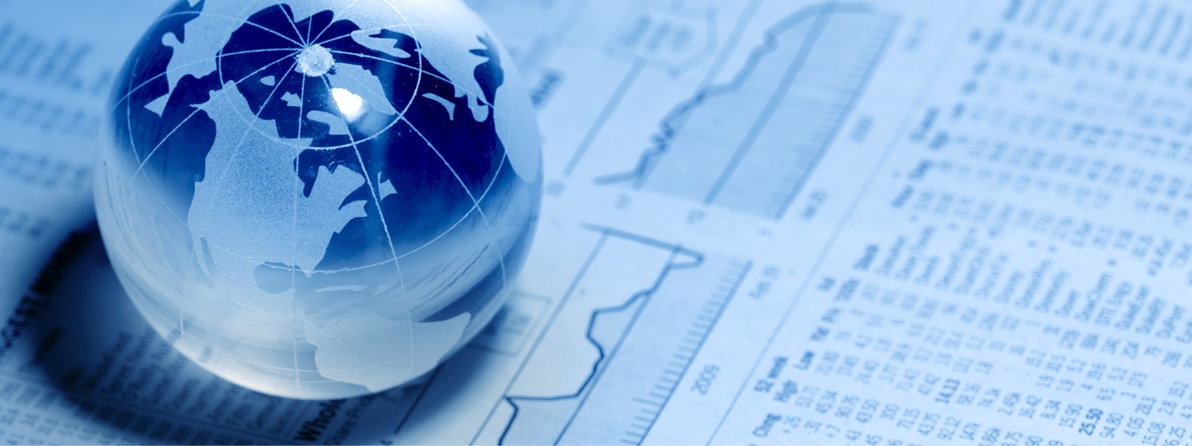 Crystal globe on financial chart