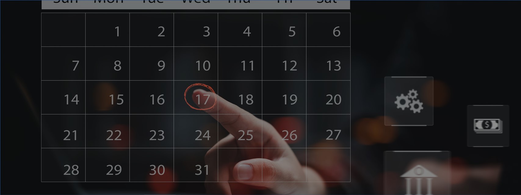 business professional pointing at a date in a holographic calendar