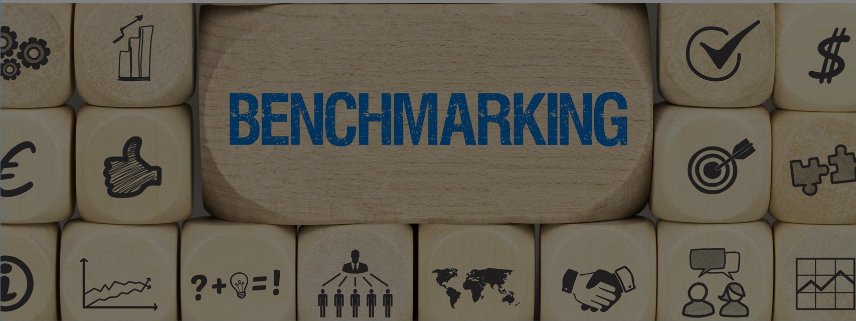 A creative benchmarking illustration crafted from wooden boxes