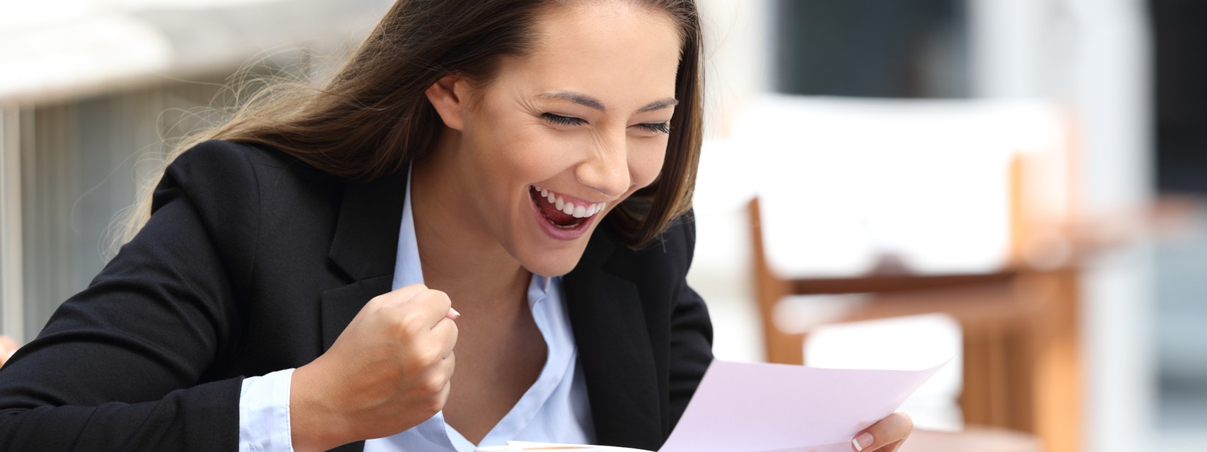 Lady excited about her new job offer letter