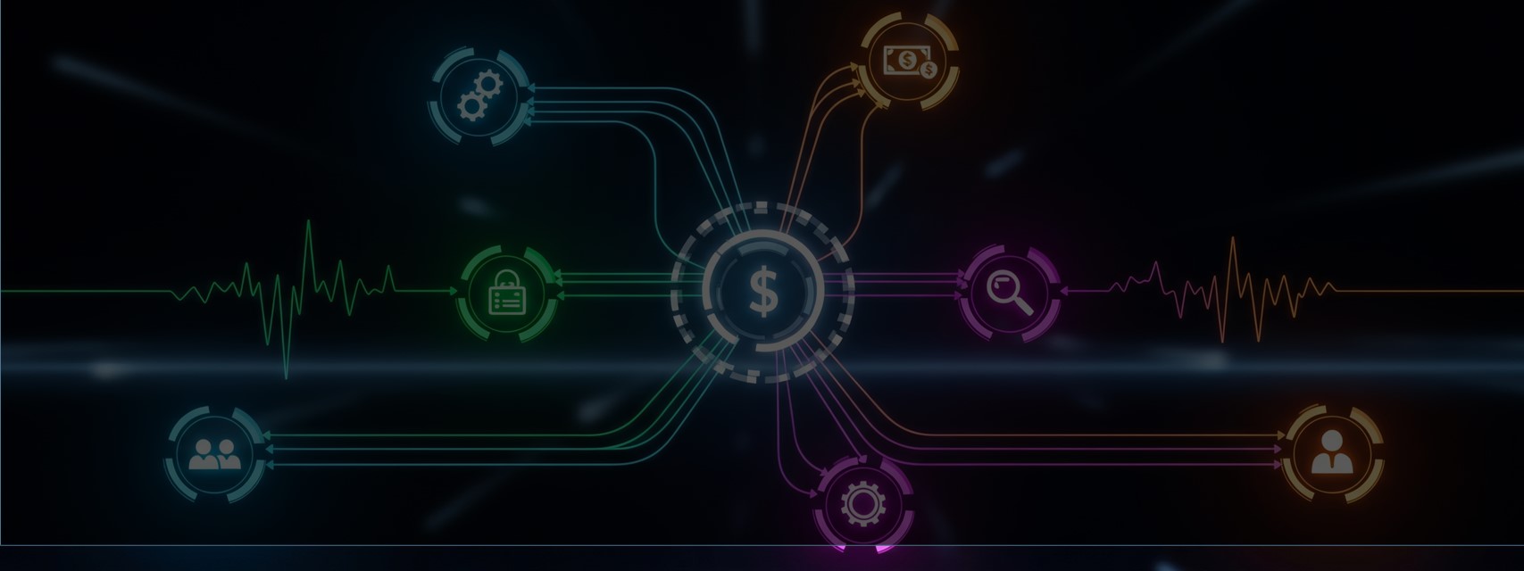 Futuristic abstraction of a payroll process flow