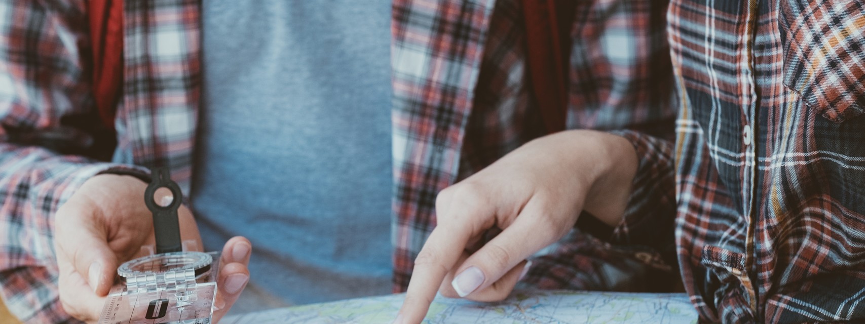 viewing compass and map