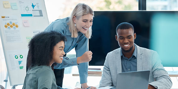 Diverse colleagues discussing a project