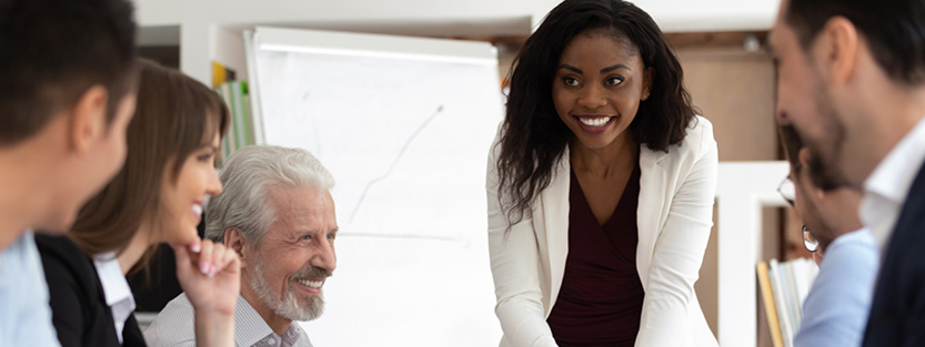 Happy business people in a meeting