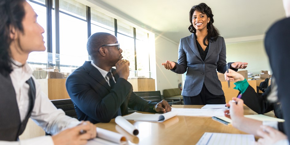 Woman leading a team discussion