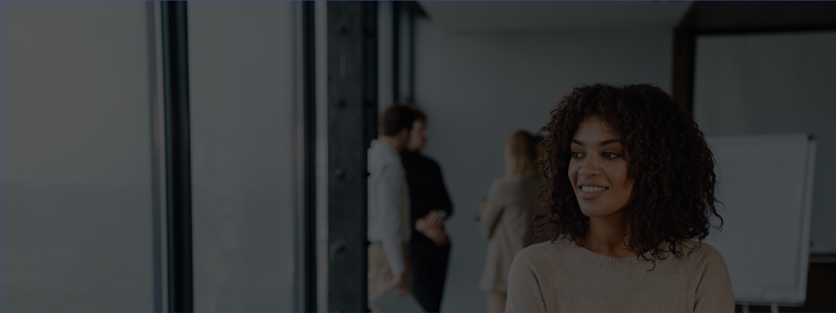 Woman happily considering her career after a business meeting