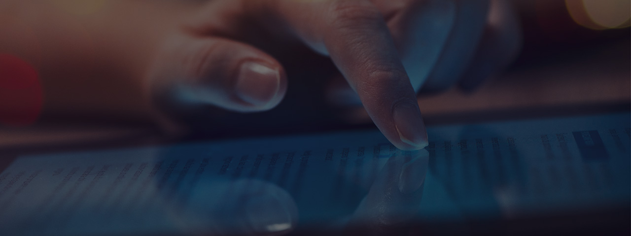Page Title - Advisor Background Fingertips scrolling through digital newsletter